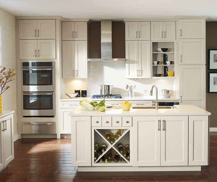 Off white Caldera cabinets in casual kitchen