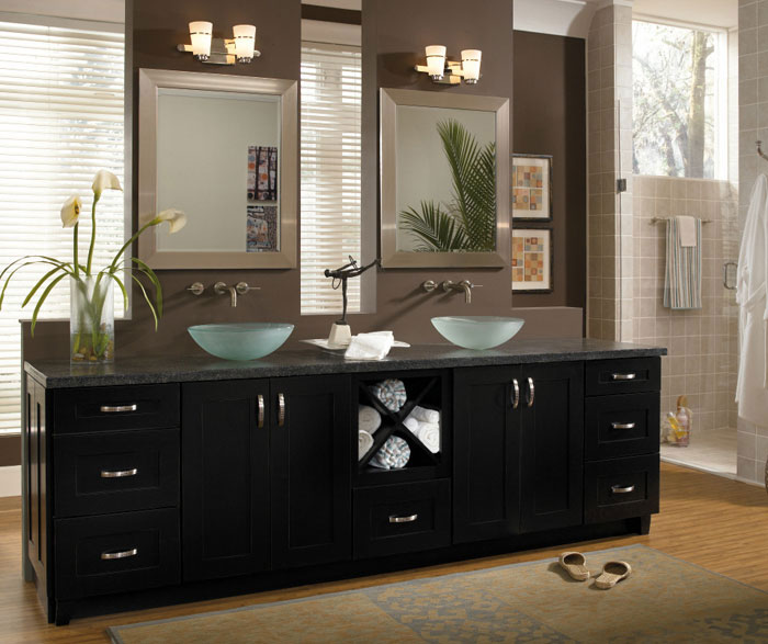 Contemporary black bathroom cabinets by Diamond Cabinetry