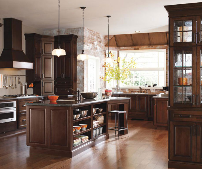 Dark cherry kitchen cabinets by Diamond Cabinetry