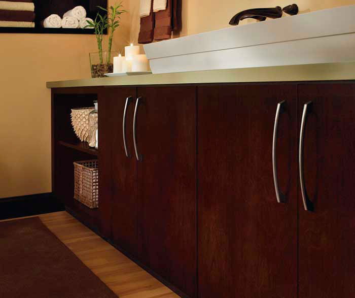 Contemporary Bathroom Design in a Dark Cherry Finish