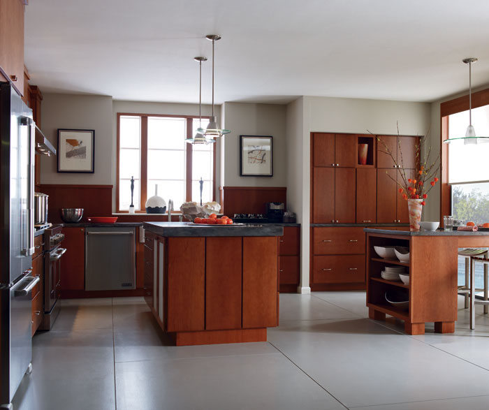 Kitchen with cherry cattail by Diamond Cabinetry