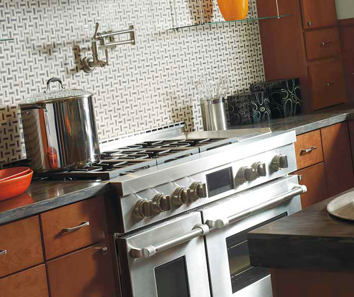 Kitchen with cherry cattail by Diamond Cabinetry