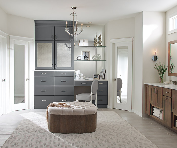 Breman Shaker style bathroom cabinets in Cherry Morel and Maple Moonstone