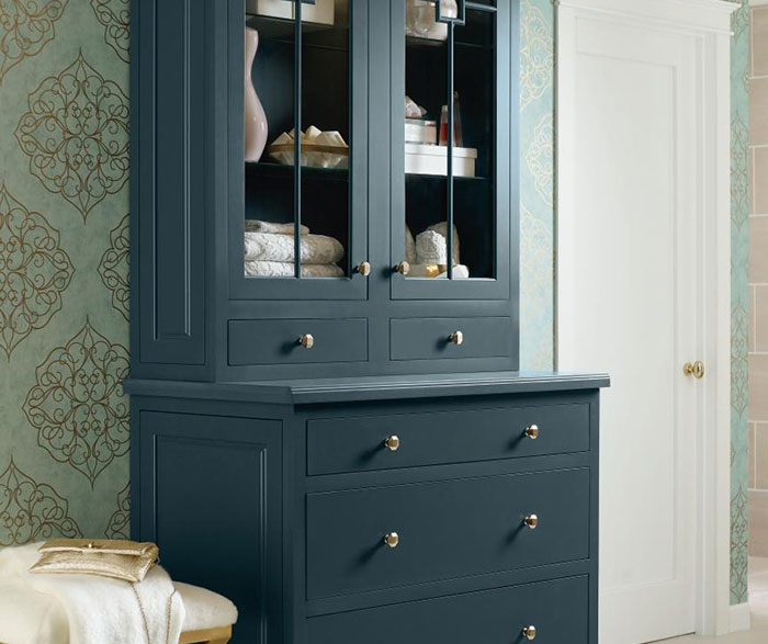 navy blue bathroom storage cabinet